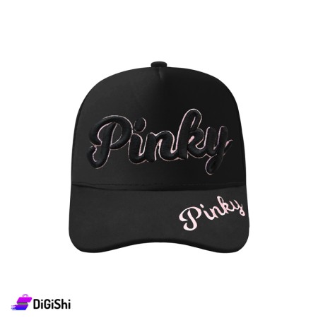 قبعة نسائية جينز مطرزة Pinky - أسود وزهر