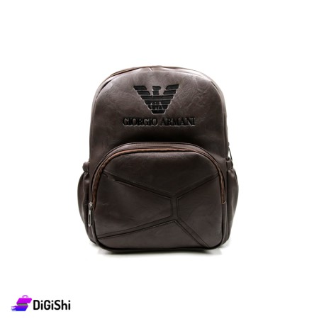 GIORGIO ARMANI Leather Backpack For Men - Dark Brown