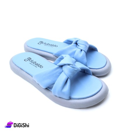 Women's Summer Leather Slippers - Blue