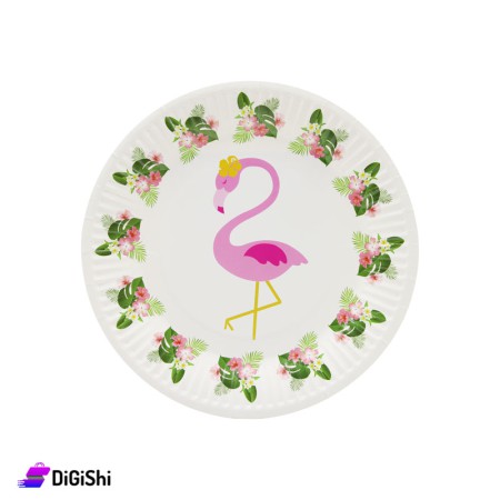 Paper Plates Set Flamingo - White