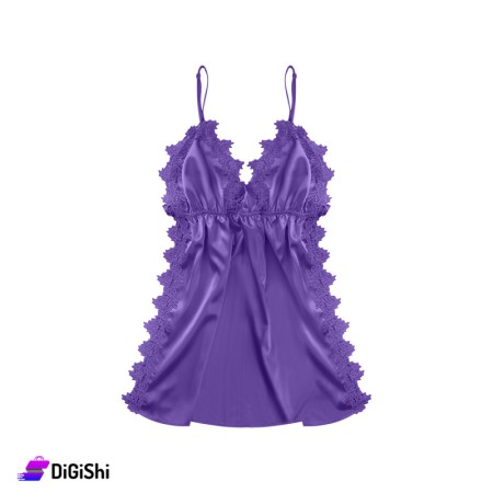 Lace and Satin Nightdress - Purple