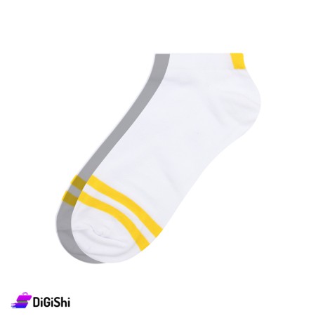 ZOX Cotton Short Men's Socks - White And colorful lines