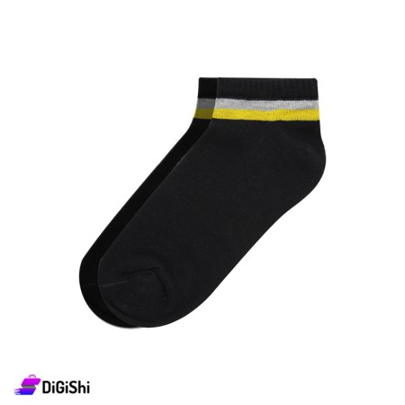 ZOX Cotton Short Women's Socks With A Line - Black