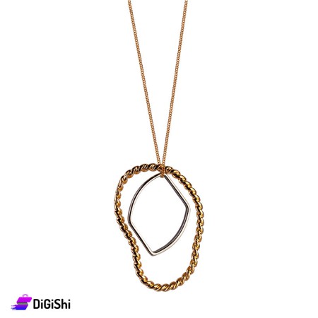 Women's golden Long necklace With a twisted pendant
