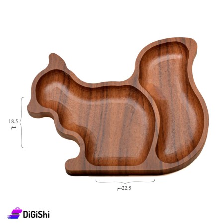 Dual Wooden Serving Dish Squirrel Shape