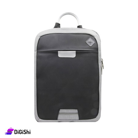 Net & Leather Laptop 18 Inches Backpack - Black and Gray