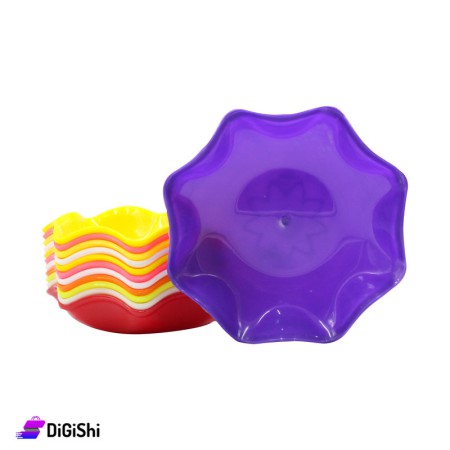 Plastic Dishes Colored Dozen Flower Shape