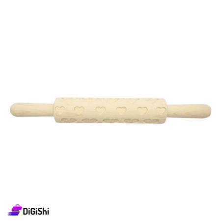 Decorative Wood Rolling Pin To Decorate The dough - Hearts Inscription