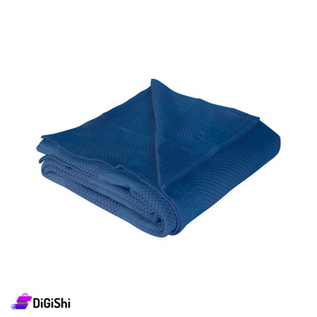 Cotton Summer Blanket For A Double Bed - Dark Blue