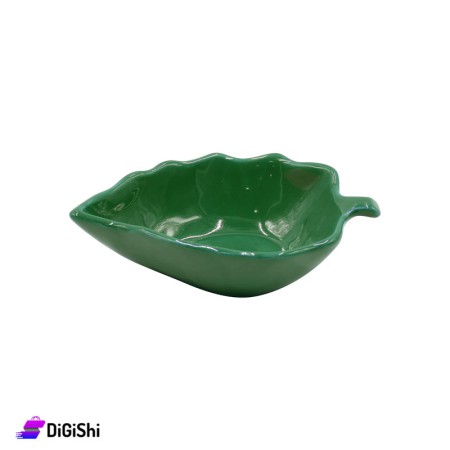 Leaf-Shaped Porcelain Dish - Dark Green