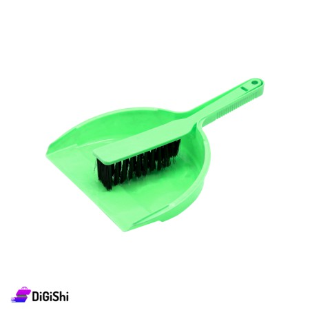 Plastic hand broom and dustpan - Green