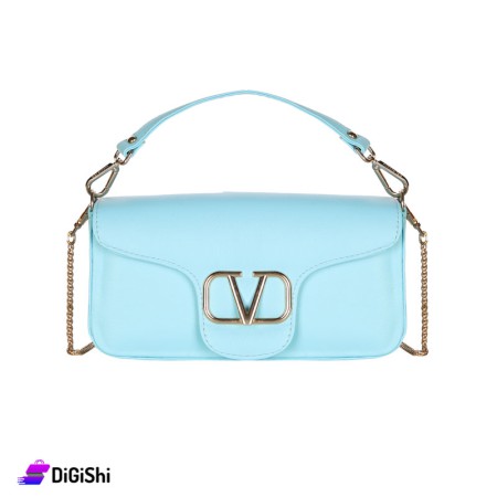 Women's Small Leather & Straw Shoulder & Handbag Valentino - Light Blue