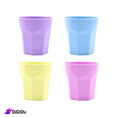 Kids Colorful Plastic Cups Set (Yellow, purple, blue, pink)