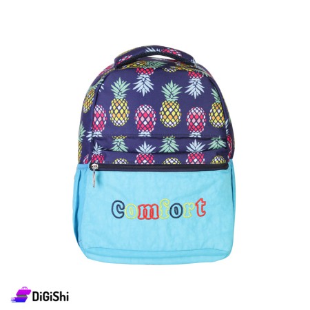 Pineapple Canvas Backpack For Kids - Blue