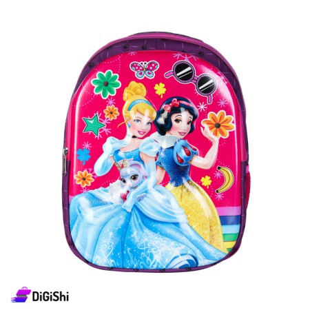 حقيبة ظهر مشمع للأطفال رسمة أميرات ديزني - بنفسجي