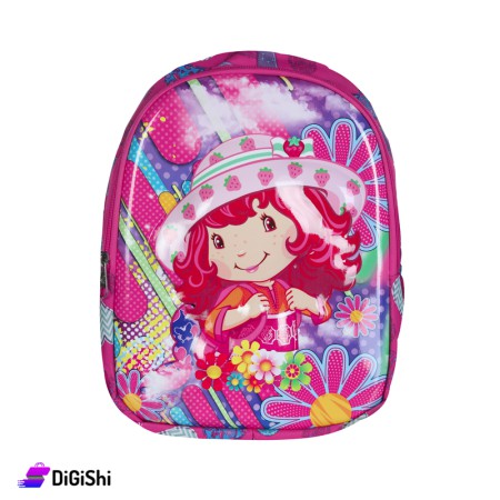 حقيبة ظهر مشمع للأطفال رسمة Strawberry Shortcake - فوشيا