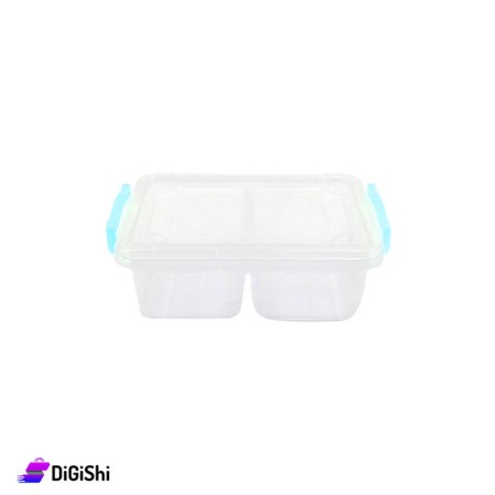 Transparent Plastic Food Box - Blue Handle