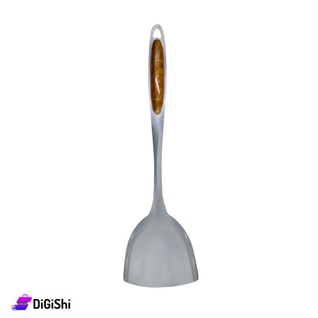 Wide Stainless Steel Pouring Spoon With Plastic Handle