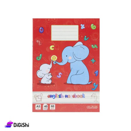 School English Notebook 40 Pages Elephant Print Al-Hashmeya - Red
