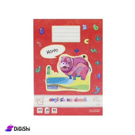 School English Notebook 40 Pages Hippo Print Al-Hashmeya - Red