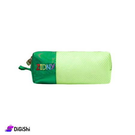ZIDNY School Glittery Tarpaulin Mesh Pencil Case - Neon Green And Green