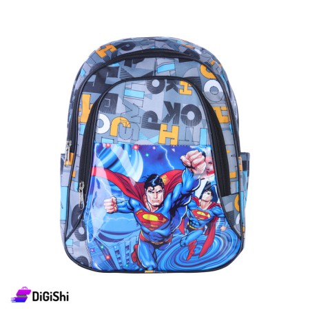 حقيبة ظهر قماش مقاوم للماء للأطفال رسمة Superman - رمادي