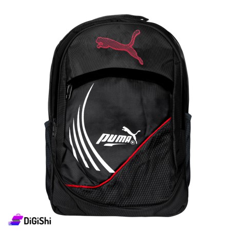 حقيبة ظهر قماش مقاوم للماء رسمة PUMA باللون الأحمر - أسود
