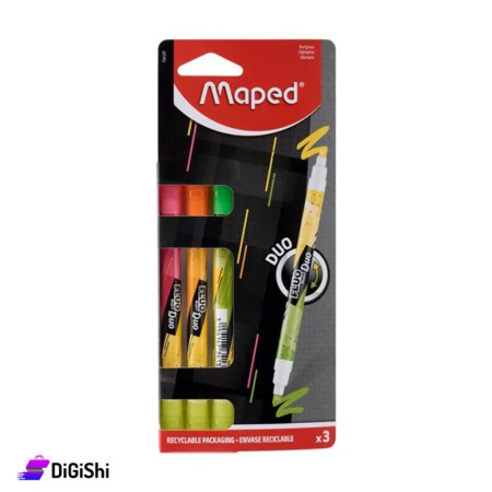 Maped Due Highlighter Pens - 3 Pieces