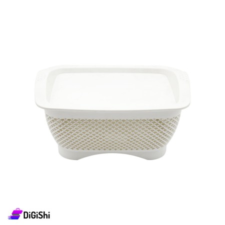Plastic Mesh Basket With Lid - White