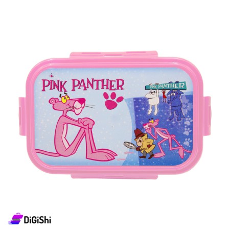 Plastic Lunch Box With Pink Panther Drawing - Pink