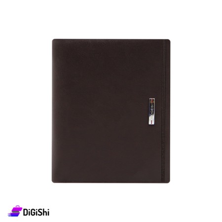 BOGESI Men's Leather Wallet with a Pattern - Dark Brown