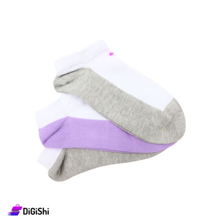 Al Samah Set Of Shin Girl's Socks (gray and mauve)