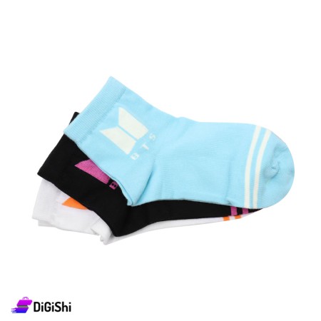 Al Samah Set Of Medium Girl's Socks - Blue black and white