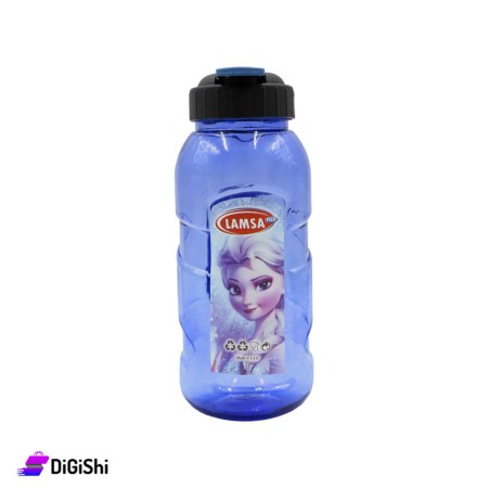 Girl's Plastic Water Bottle With Elsa Print Lamsa - Blue