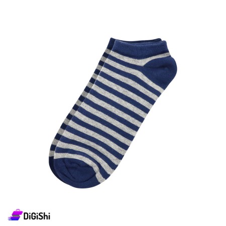 ZOX Cotton Men's Short Striped Socks - Dark Blue