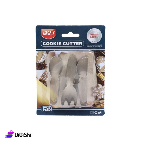 A Set Of Three Stainless Steel Cookie Cutters