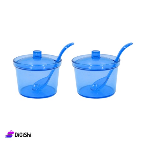 Pair Of Plastic Sugar Bowl - Blue