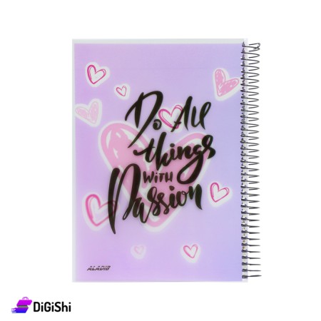 AlADIB Arabic Wire Notebook 140 Pages - Light Violet