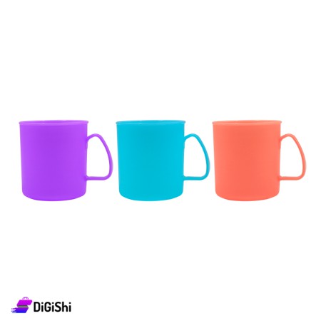 Kids Colorful Plastic Mug Set -Purple, Orange, Blue