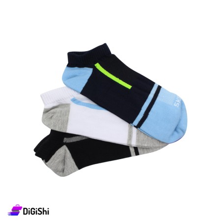 Al Samah Cotton Men Short Socks Set With a line down the middle - classic colors
