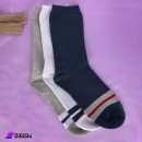 Men's Cotton Striped Long Leg Socks - Grey