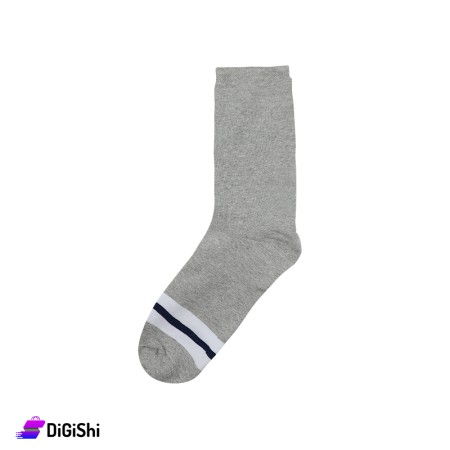 ZOX Plus Men's Cotton Striped Long Leg Socks - Grey