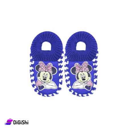 Kids Winter Slippers Mini Mouse Drawing - Blue