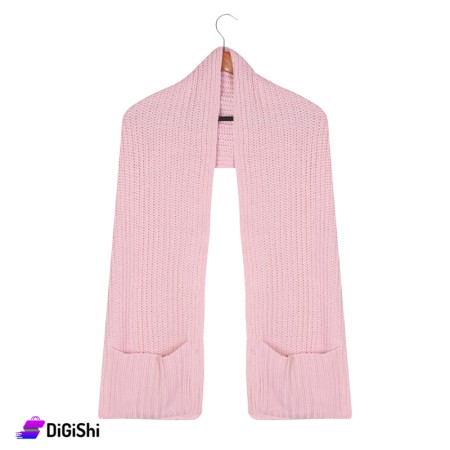 Women's Wool Shawl with Pockets - Pink