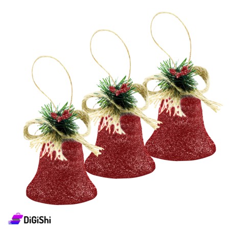Bell Shaped Christmas Tree Decorations Set - Red