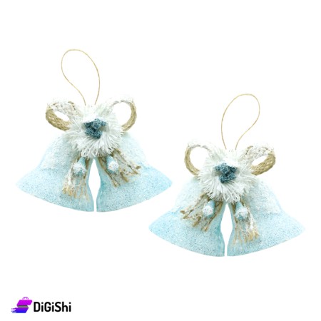 Two Pairs Of Bell Shaped Christmas Tree Decorations - Blue