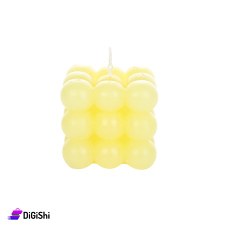 Bobbly Square Shaped Scented Candle - Yellow