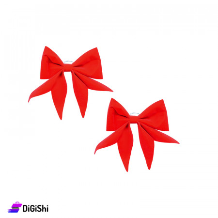 Pair of Bows for Christmas Tree Decorations - Red