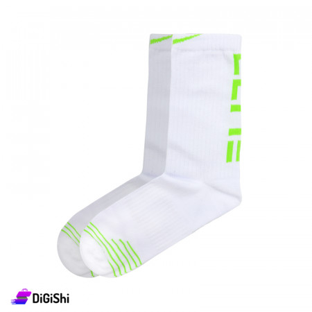 ZOX Plus Fila Women's Cotton Long Length Socks - White & Green