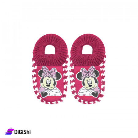 Kids Winter Slippers Mini Mouse Drawing - Pink